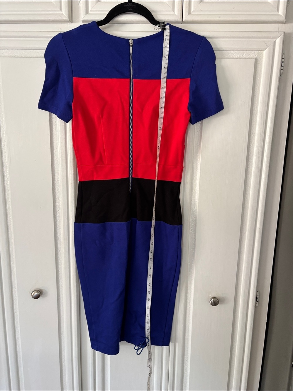 French Connection Blue, Red & Black Colorblock Midi Dress - Picture 4 of 7